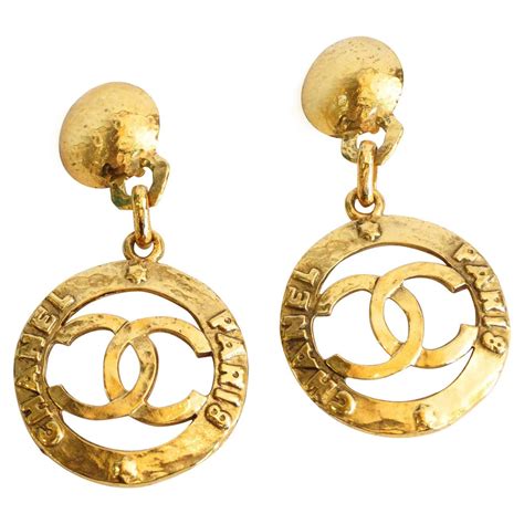 chanel hoop earrings fake|vintage chanel hoop earrings.